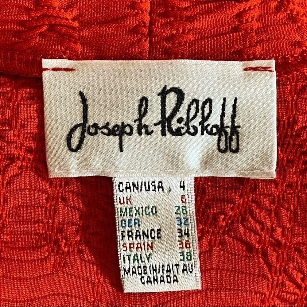 Joseph Ribkoff Women’s Red 3/4 Sleeve Open Ruched/Gathered Detail Jacket Sz 4 - Picture 5 of 7